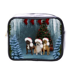 Christmas, Cute Dogs With Christmas Hat Mini Toiletries Bag (one Side) by FantasyWorld7