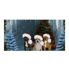 Christmas, Cute Dogs With Christmas Hat Satin Wrap by FantasyWorld7