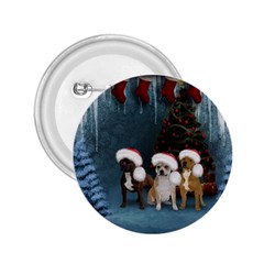 Christmas, Cute Dogs With Christmas Hat 2.25  Buttons