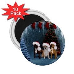 Christmas, Cute Dogs With Christmas Hat 2 25  Magnets (10 Pack)  by FantasyWorld7