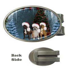 Christmas, Cute Dogs With Christmas Hat Money Clips (Oval) 