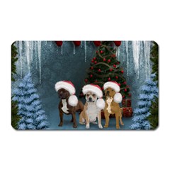 Christmas, Cute Dogs With Christmas Hat Magnet (Rectangular)