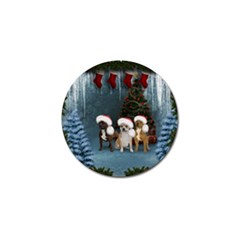 Christmas, Cute Dogs With Christmas Hat Golf Ball Marker