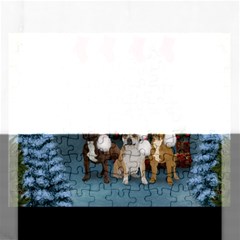 Christmas, Cute Dogs With Christmas Hat Rectangular Jigsaw Puzzl