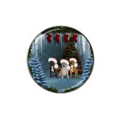 Christmas, Cute Dogs With Christmas Hat Hat Clip Ball Marker