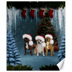 Christmas, Cute Dogs With Christmas Hat Canvas 20  x 24 