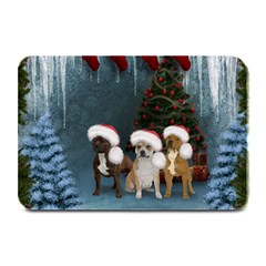 Christmas, Cute Dogs With Christmas Hat Plate Mats by FantasyWorld7