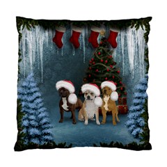 Christmas, Cute Dogs With Christmas Hat Standard Cushion Case (one Side) by FantasyWorld7