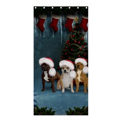 Christmas, Cute Dogs With Christmas Hat Shower Curtain 36  X 72  (stall)  by FantasyWorld7