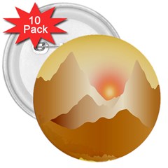 Twilight Mountain Landscape Sky 3  Buttons (10 Pack)  by Vaneshart