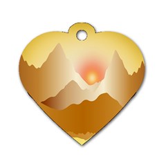 Twilight Mountain Landscape Sky Dog Tag Heart (two Sides) by Vaneshart