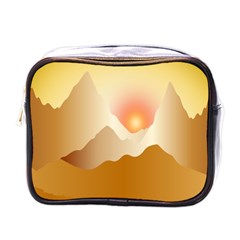 Twilight Mountain Landscape Sky Mini Toiletries Bag (one Side) by Vaneshart