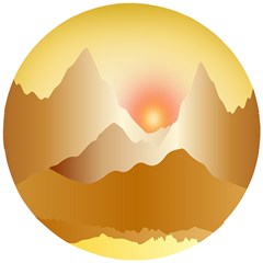 Twilight Mountain Landscape Sky Wooden Puzzle Round