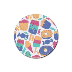 Icecream Pattern Pastel Sumer Rubber Round Coaster (4 Pack)  by Vaneshart