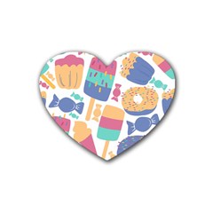 Icecream Pattern Pastel Sumer Heart Coaster (4 Pack)  by Vaneshart