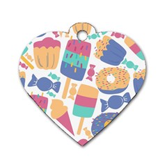 Icecream Pattern Pastel Sumer Dog Tag Heart (two Sides) by Vaneshart