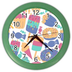 Icecream Pattern Pastel Sumer Color Wall Clock by Vaneshart