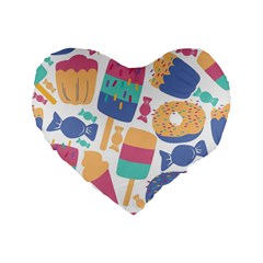 Icecream Pattern Pastel Sumer Standard 16  Premium Flano Heart Shape Cushions by Vaneshart