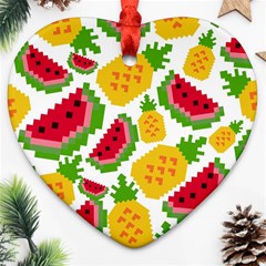 Watermelon Pattern Se Fruit Summer Ornament (heart) by Vaneshart