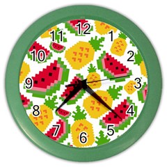 Watermelon Pattern Se Fruit Summer Color Wall Clock by Vaneshart