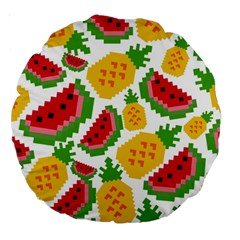 Watermelon Pattern Se Fruit Summer Large 18  Premium Round Cushions by Vaneshart