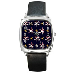 Sea Stars Pattern Sea Texture Square Metal Watch by Vaneshart