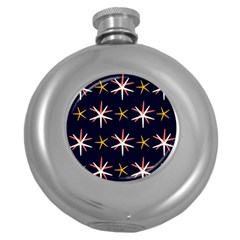 Sea Stars Pattern Sea Texture Round Hip Flask (5 Oz) by Vaneshart