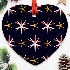 Sea Stars Pattern Sea Texture Heart Ornament (two Sides) by Vaneshart