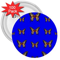 Butterfly Pattern Blue Insects 3  Buttons (100 Pack)  by Vaneshart