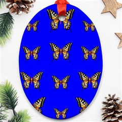 Butterfly Pattern Blue Insects Oval Ornament (two Sides) by Vaneshart