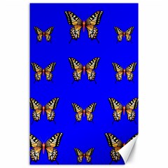 Butterfly Pattern Blue Insects Canvas 24  X 36  by Vaneshart