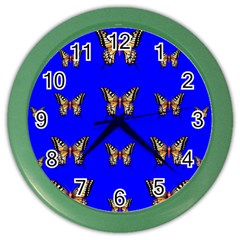 Butterfly Pattern Blue Insects Color Wall Clock by Vaneshart