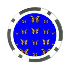 Butterfly Pattern Blue Insects Poker Chip Card Guard by Vaneshart