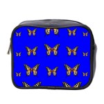 Butterfly Pattern Blue Insects Mini Toiletries Bag (Two Sides) Front