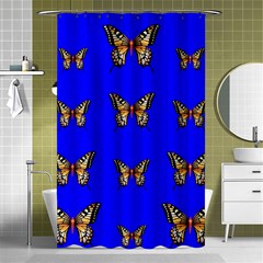 Butterfly Pattern Blue Insects Shower Curtain 48  X 72  (small)  by Vaneshart