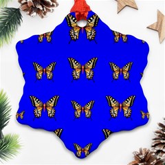 Butterfly Pattern Blue Insects Snowflake Ornament (two Sides) by Vaneshart