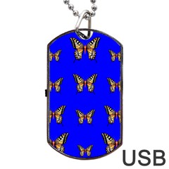 Butterfly Pattern Blue Insects Dog Tag Usb Flash (two Sides) by Vaneshart