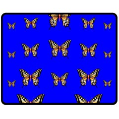 Butterfly Pattern Blue Insects Double Sided Fleece Blanket (medium)  by Vaneshart