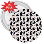 Black Cat Star Christmas Tree 3  Buttons (10 pack)  Front