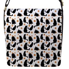 Black Cat Star Christmas Tree Flap Closure Messenger Bag (s) by Vaneshart