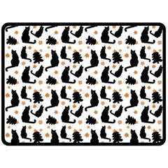 Black Cat Star Christmas Tree Double Sided Fleece Blanket (large) 