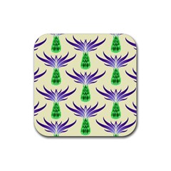 Thistles Purple Flora Flowering Rubber Coaster (square)  by Vaneshart