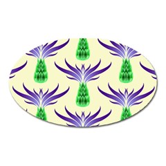 Thistles Purple Flora Flowering Oval Magnet by Vaneshart