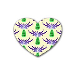 Thistles Purple Flora Flowering Rubber Coaster (heart)  by Vaneshart