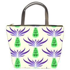 Thistles Purple Flora Flowering Bucket Bag by Vaneshart