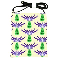 Thistles Purple Flora Flowering Shoulder Sling Bag by Vaneshart