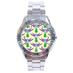 Thistles Purple Flora Flowering Stainless Steel Analogue Watch by Vaneshart