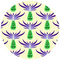 Thistles Purple Flora Flowering Wooden Puzzle Round