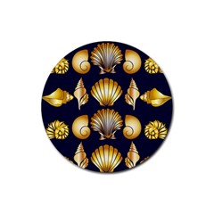 Snails See Shells Golden Rubber Coaster (round)  by Vaneshart