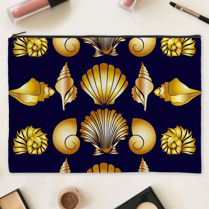 Snails See Shells Golden Cosmetic Bag (XXXL)